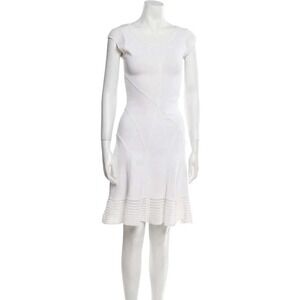 NWT DVF White Knit Fit & Flare Dress Cap Sleeve Bridal Size S